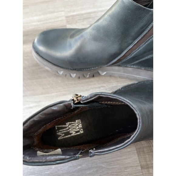 Mizz Mooz Lass Women's Blue Leather Wedge Booties Size 40 Zip Comfort Boots 9.5 - Picture 8 of 9